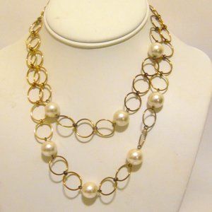 Pearlfection Faux Classic White South Sea  Pearl Necklace Size 16"